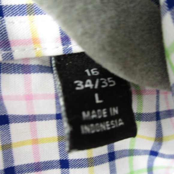 Ralph Lauren Shirt Mens L Blue Yellow Windowpane Plaid Button Down Stretch LRL - Picture 6 of 15